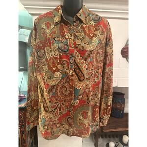 RALPH LAUREN PAISLEY COTTON BLOUSE SHIRT M